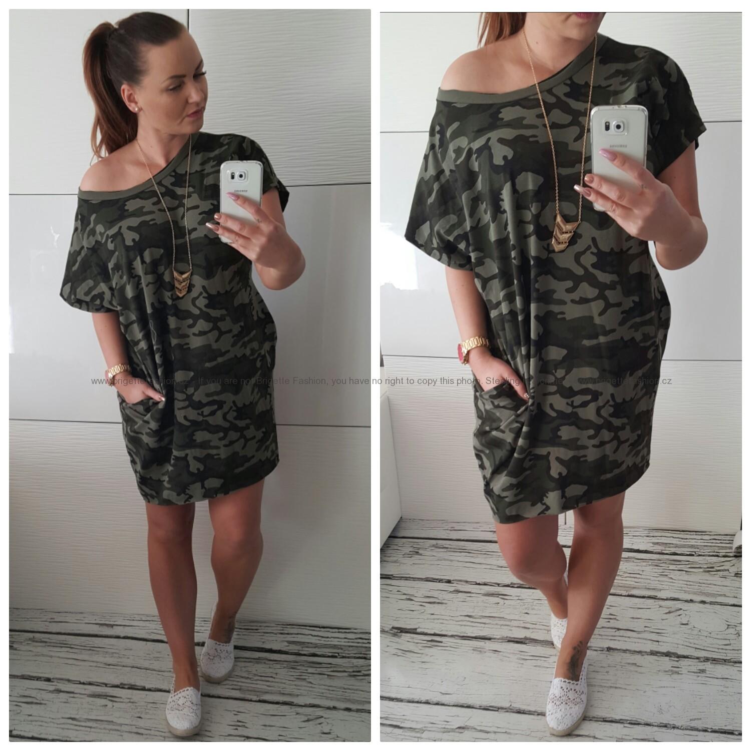 Army volné šaty - khaki