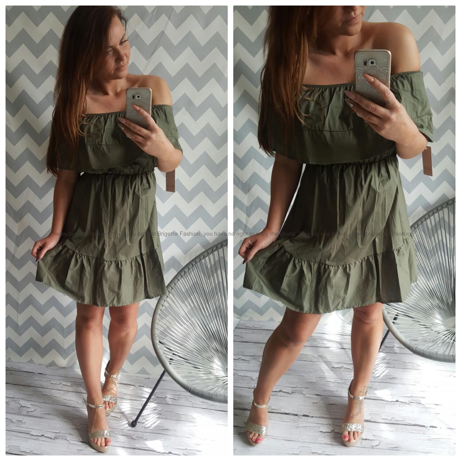 Šaty volán - khaki
