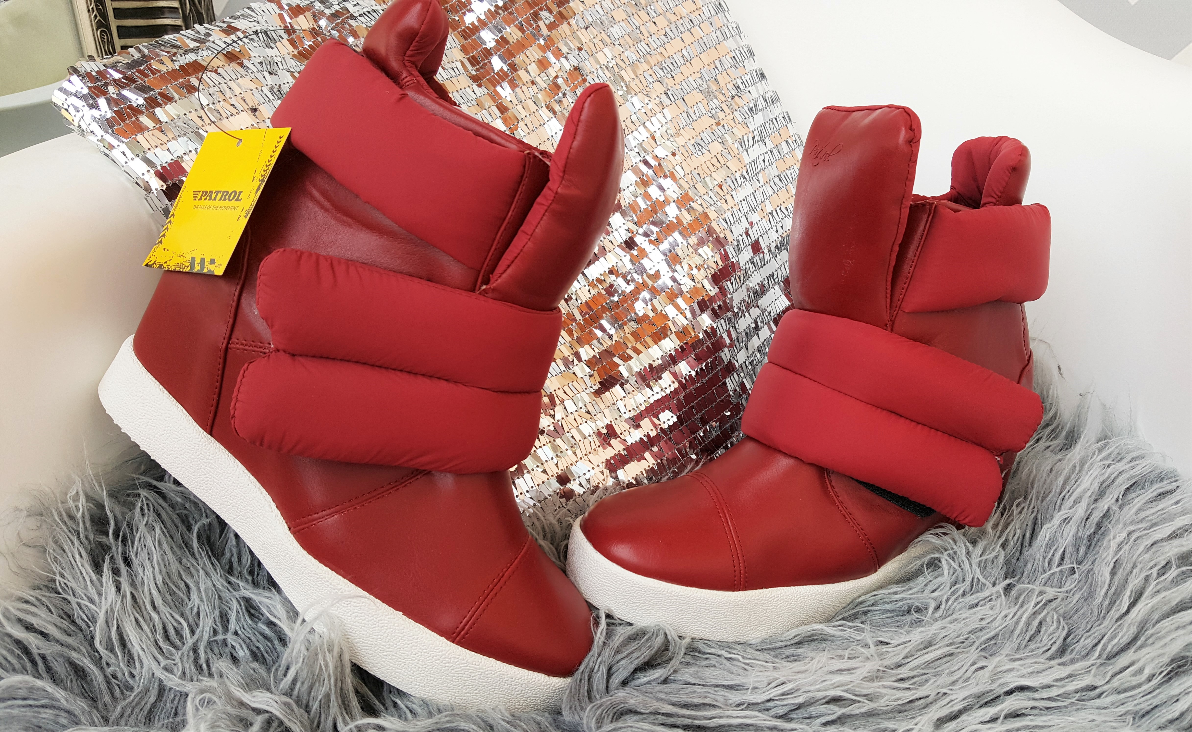 Vyteplené sneakers na klínku TOP!!! červené vel. 38