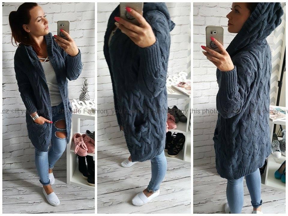 Huňatý cardigan - dark blue