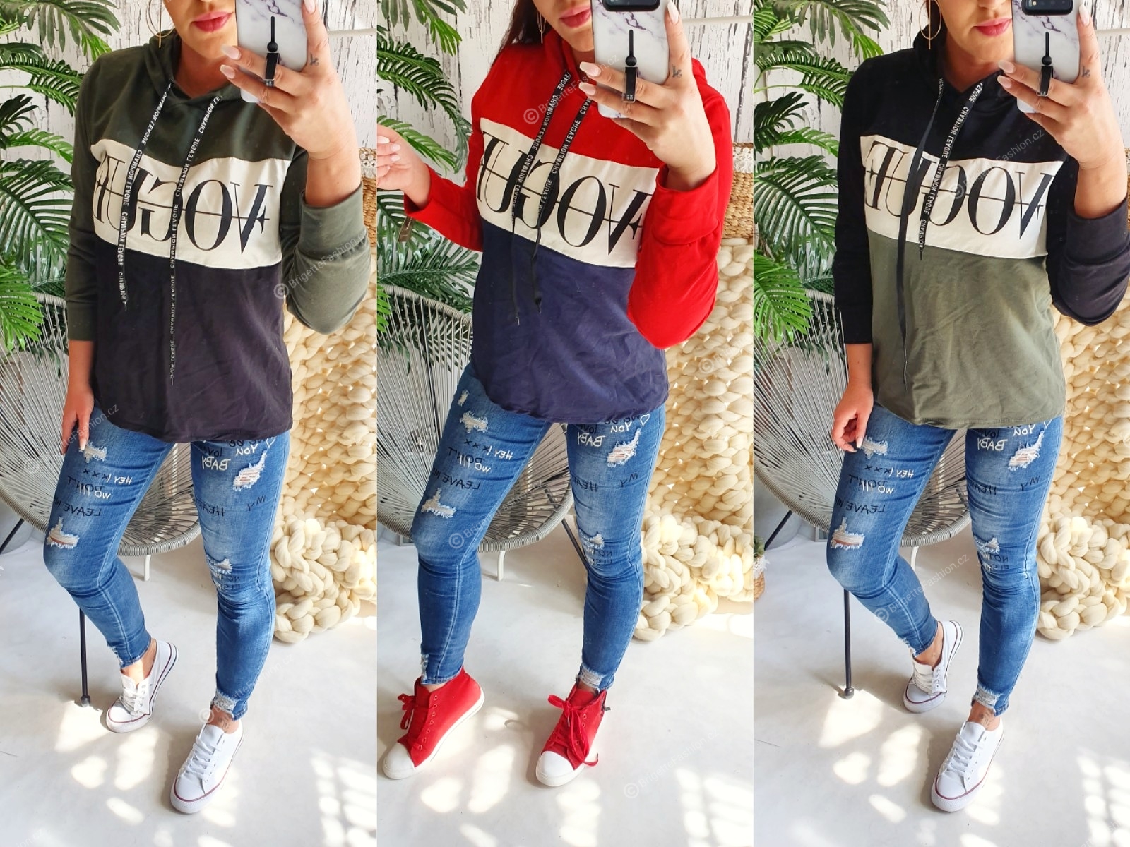 Mikina  Vogue tricolor černá