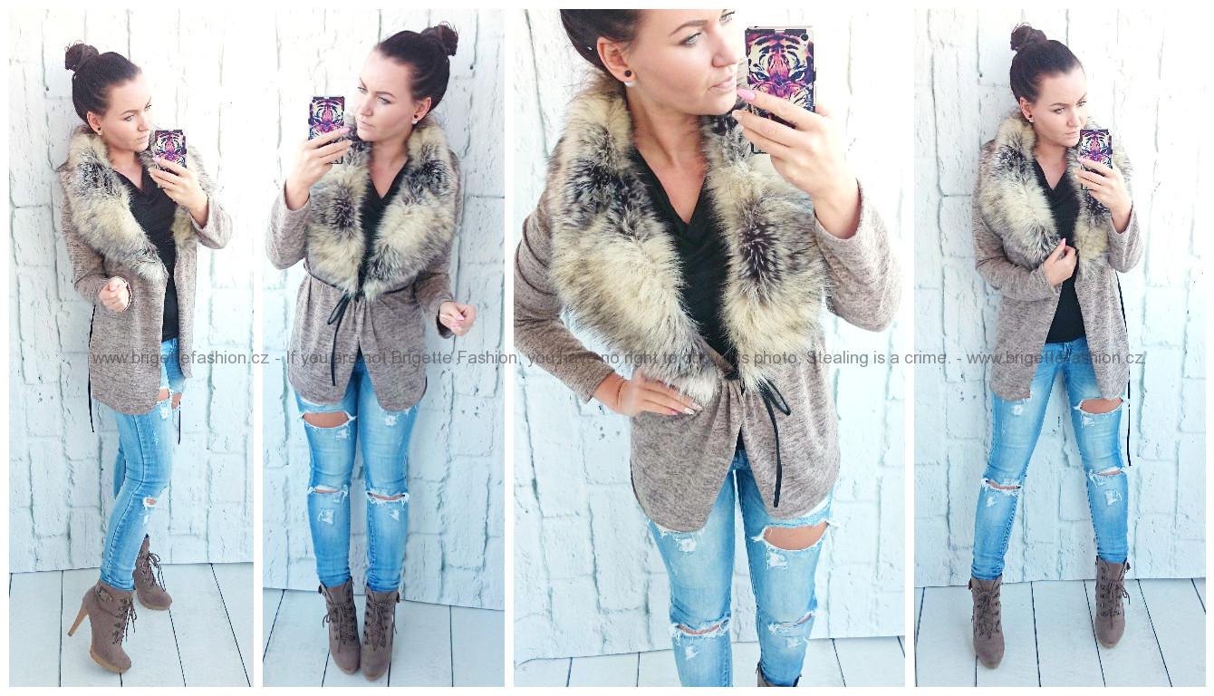 Cardigan s umělou kožešinou