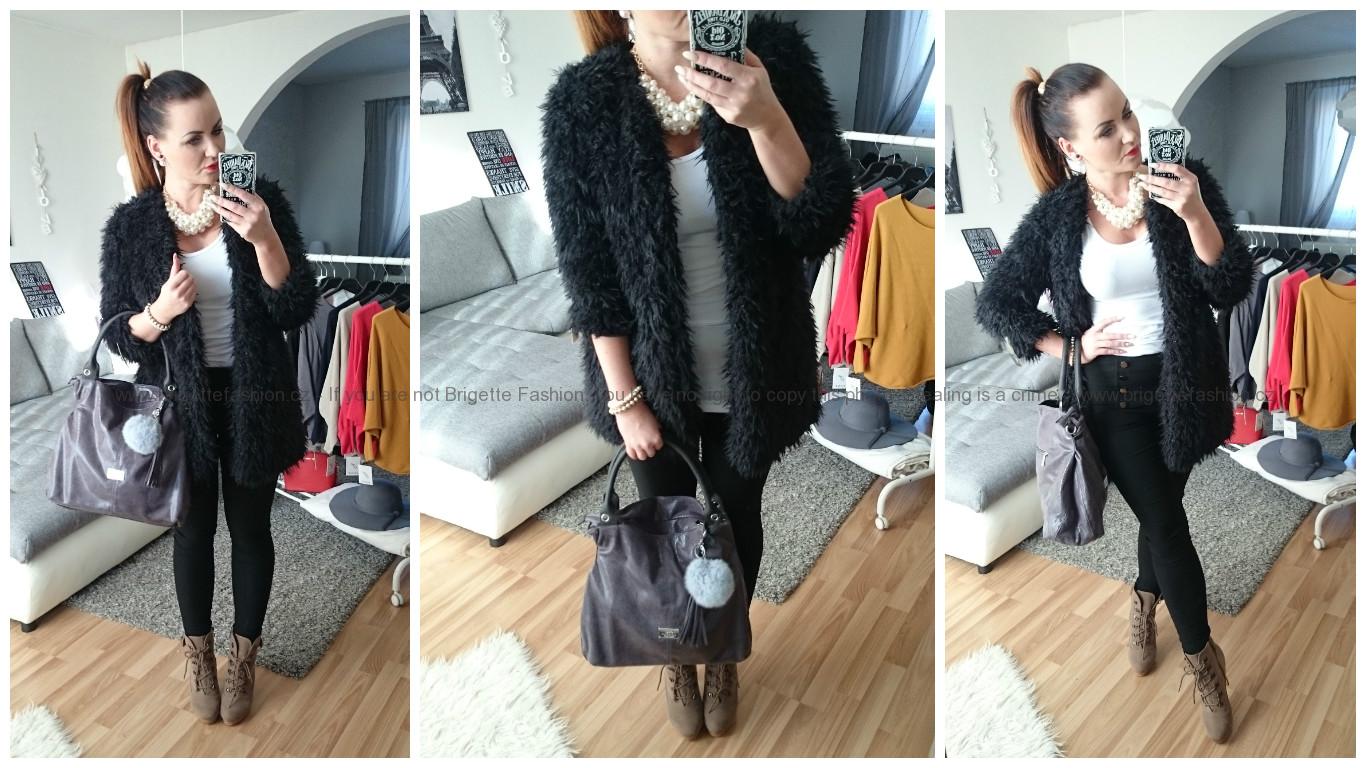 Elegantní chlupatý cardigan, 3/4 rukávy