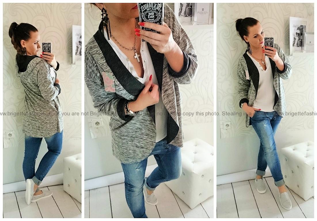 Jarní cardigan, přehoz Italy- světle šedá