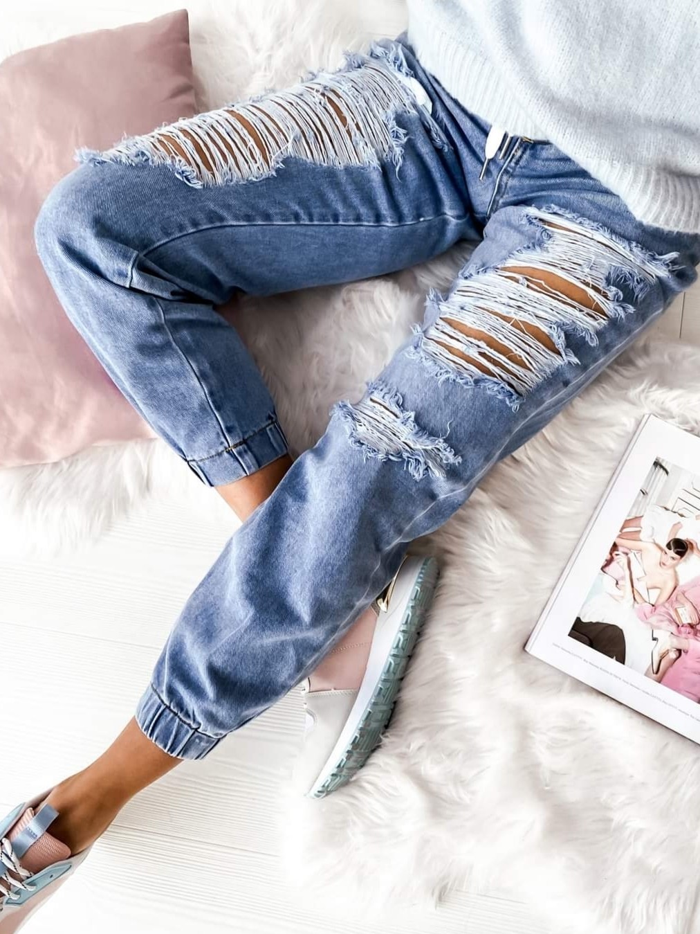 Boyfriend Jeans na gumu