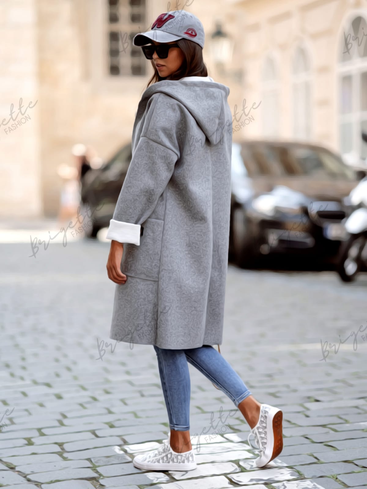 Kabát na zip - šedý