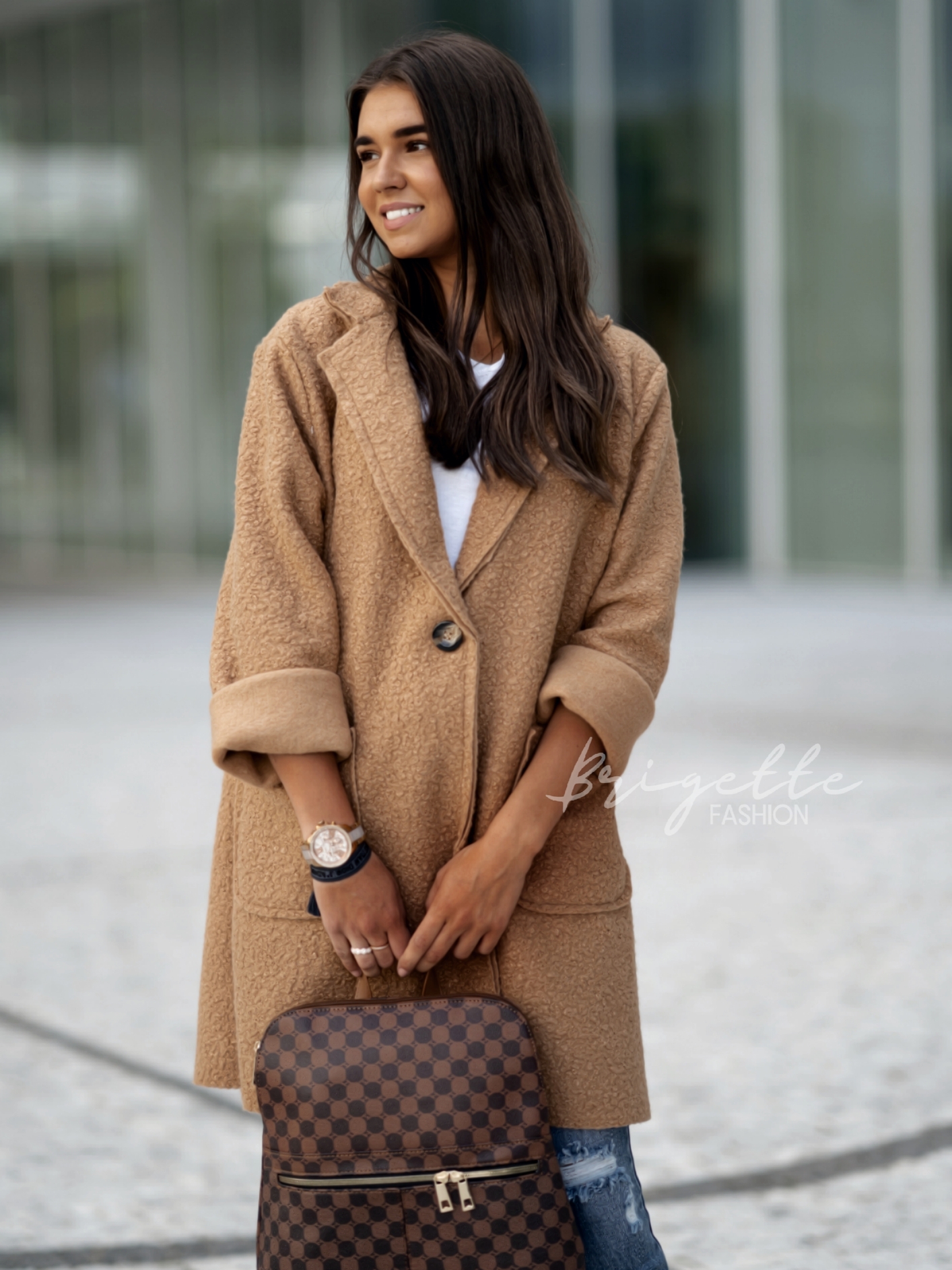 Kabát Glam Oversize camel