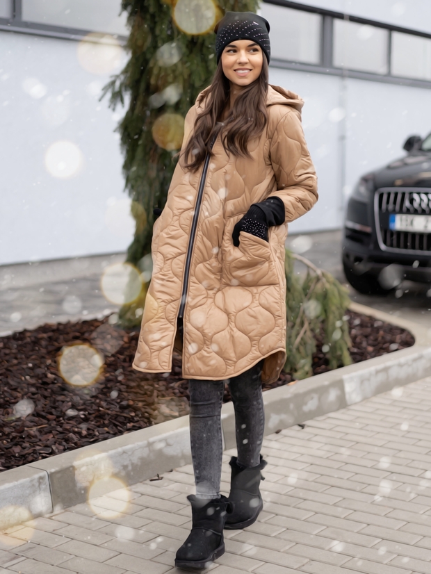 Prodloužená bunda přechodová camel