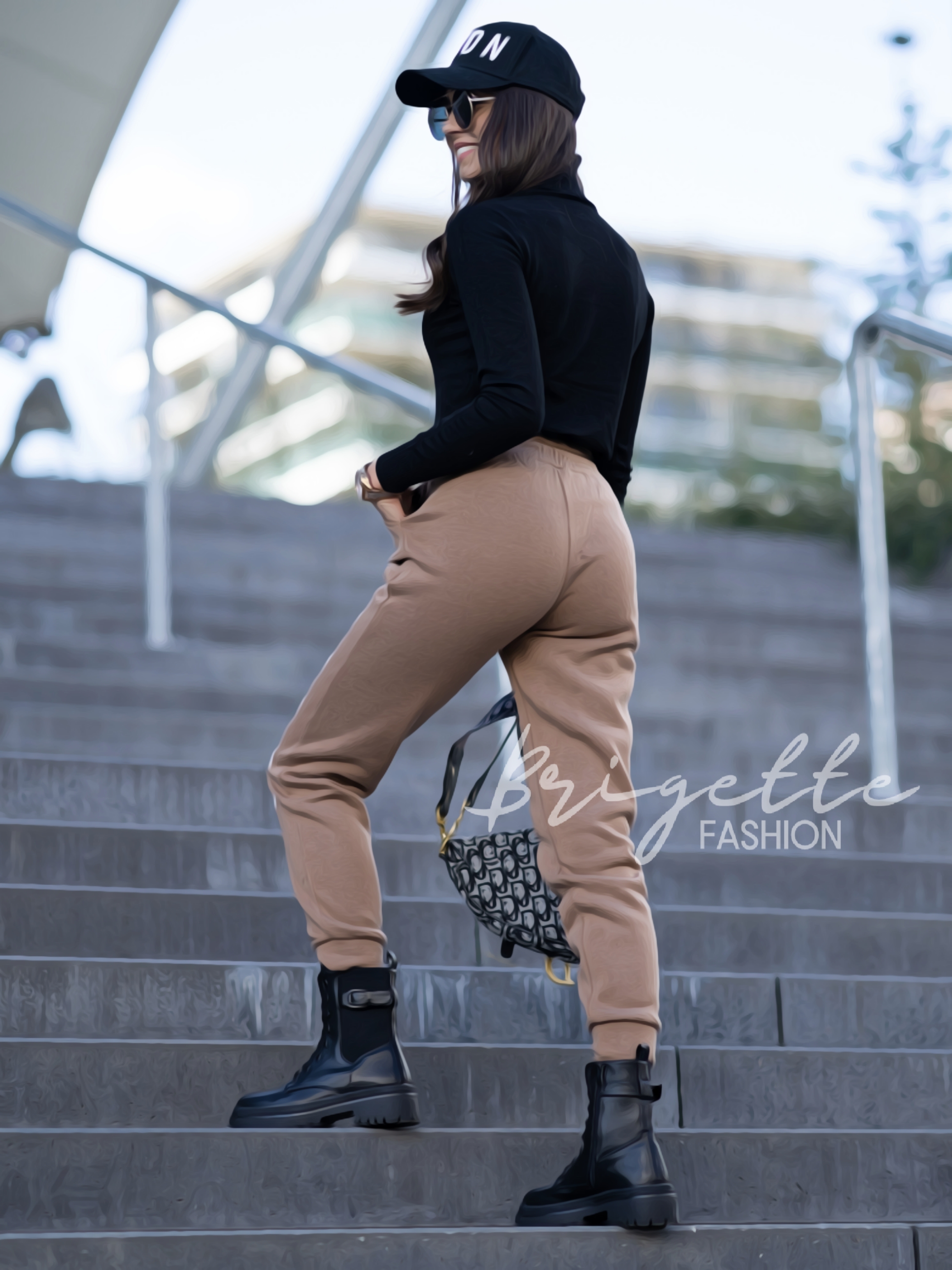 Vyteplené tepláky Vogue camel