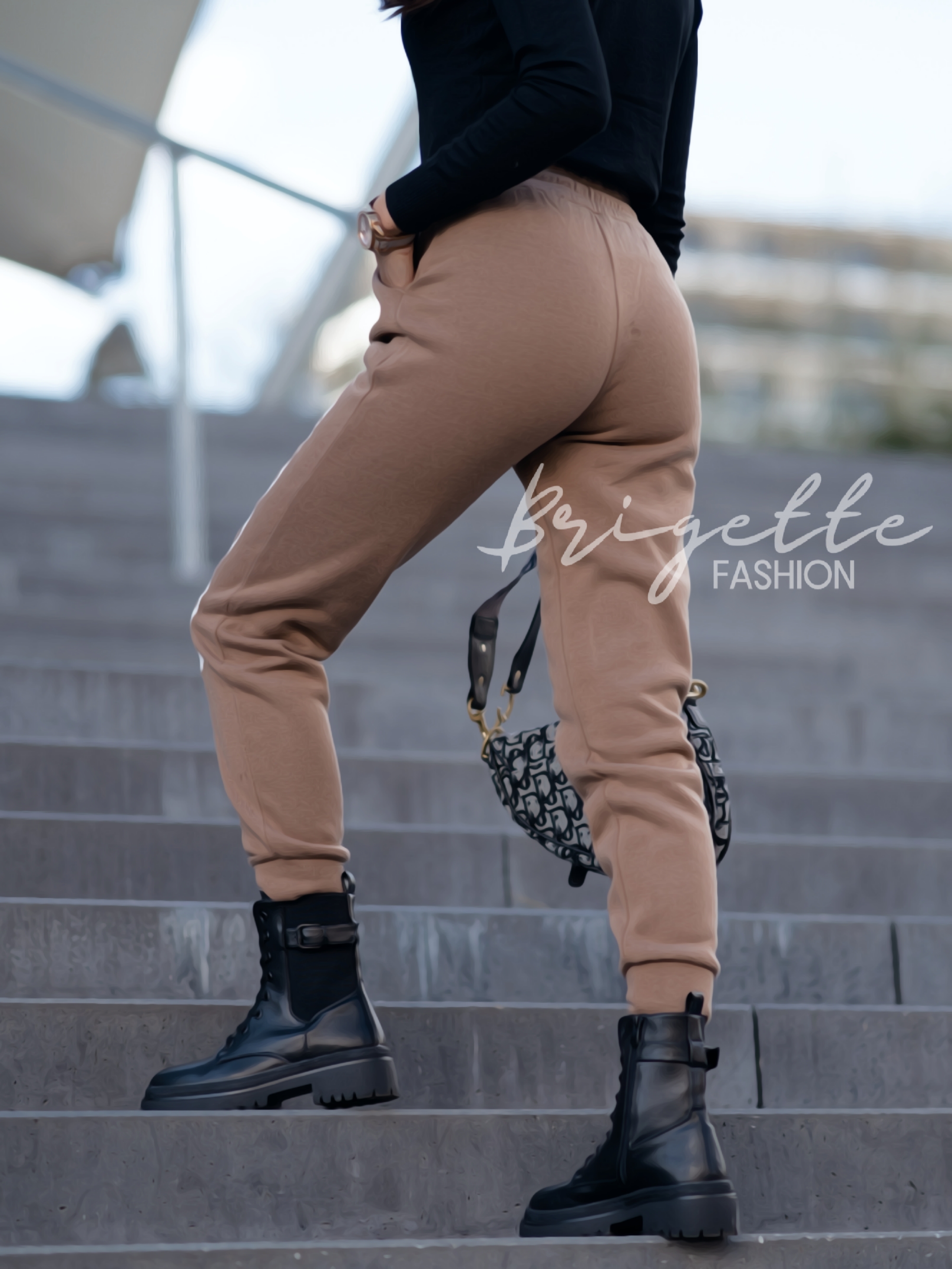 Vyteplené tepláky Vogue camel