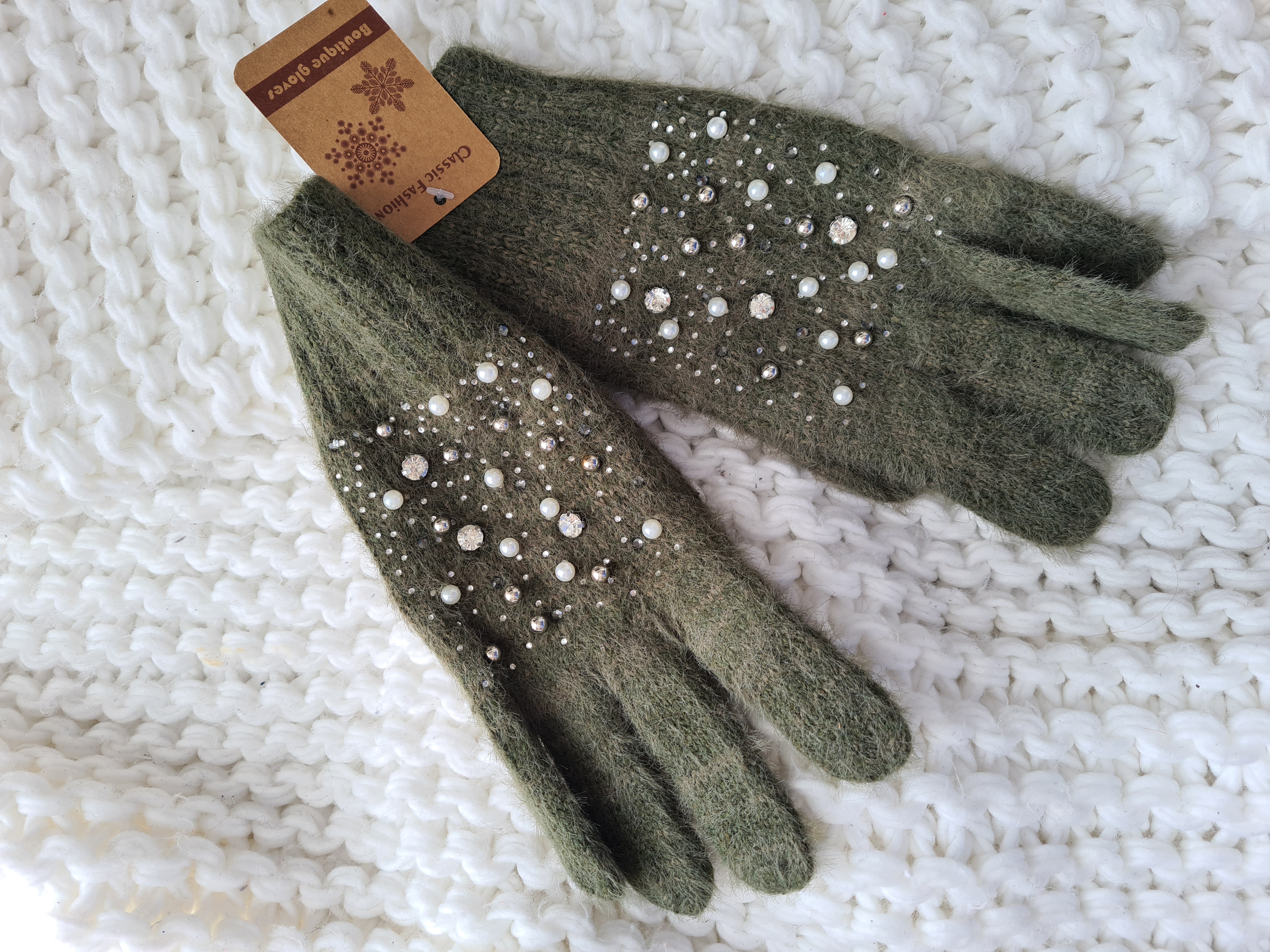 Rukavice Pearls khaki