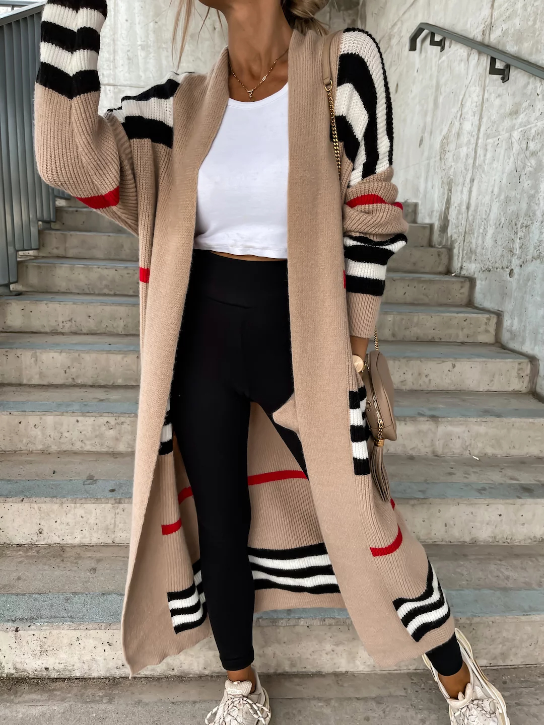 Cardigan Faelle Stripes nude