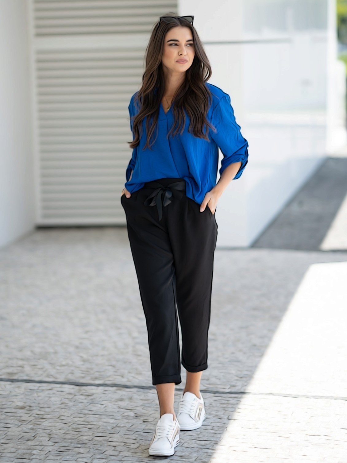 Oversize košile Elegance královsky modrá