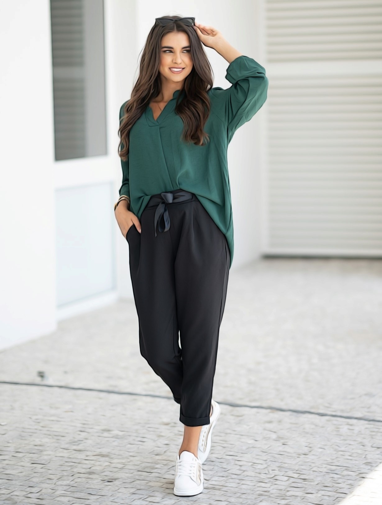 Oversize košile Elegance petrolejová