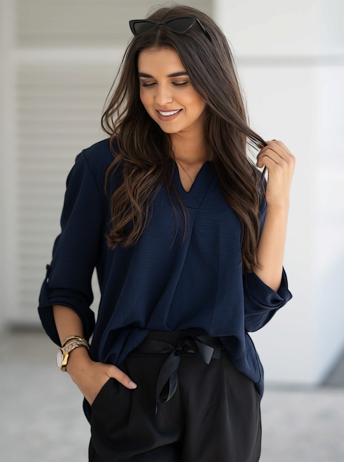 Oversize košile Elegance tmavě modrá