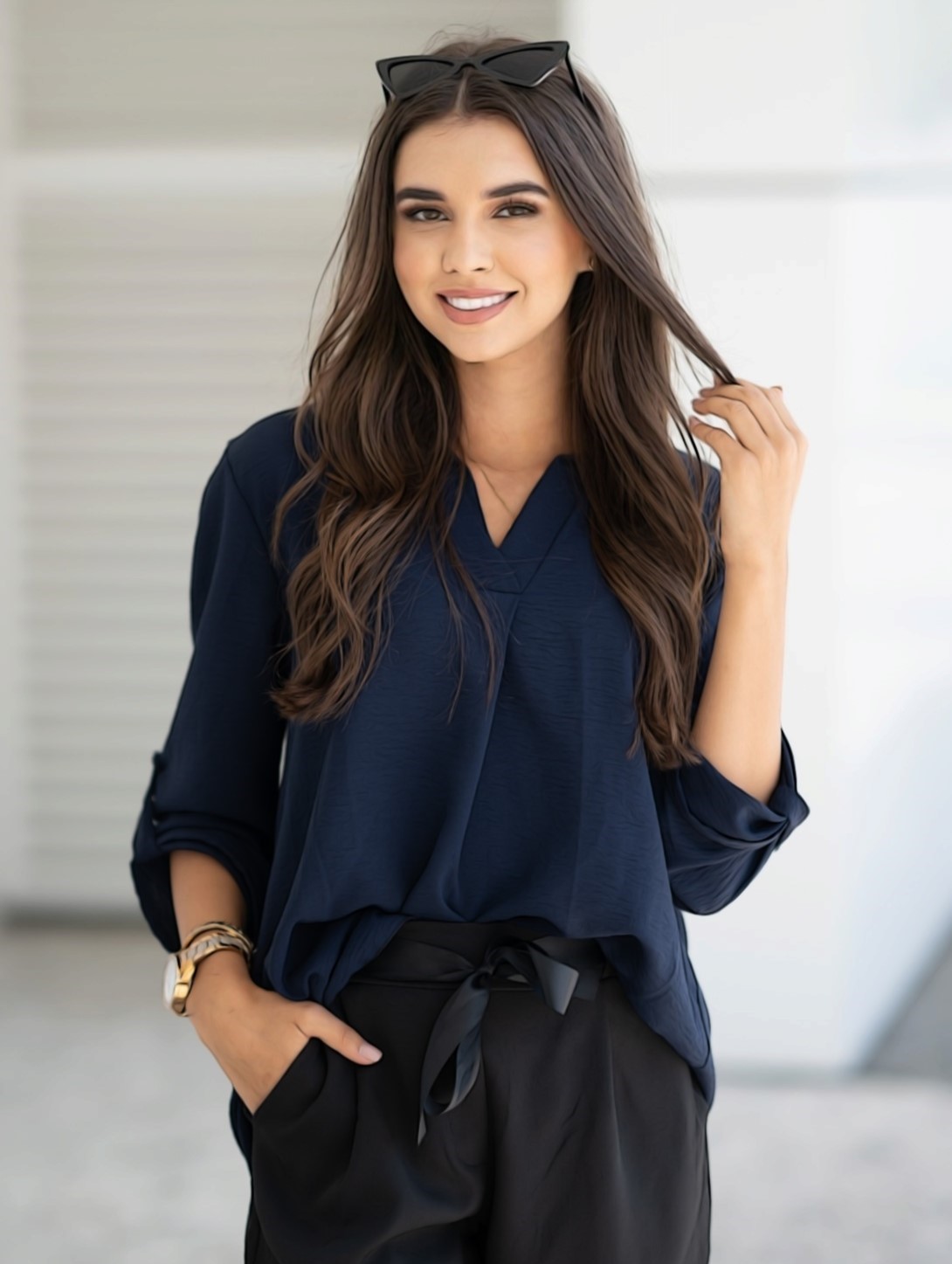 Oversize košile Elegance tmavě modrá