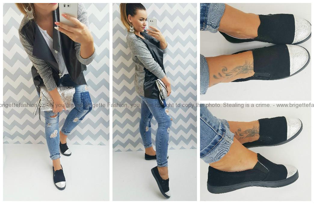 Stylové slip on s metalickou špičkou vel. 38