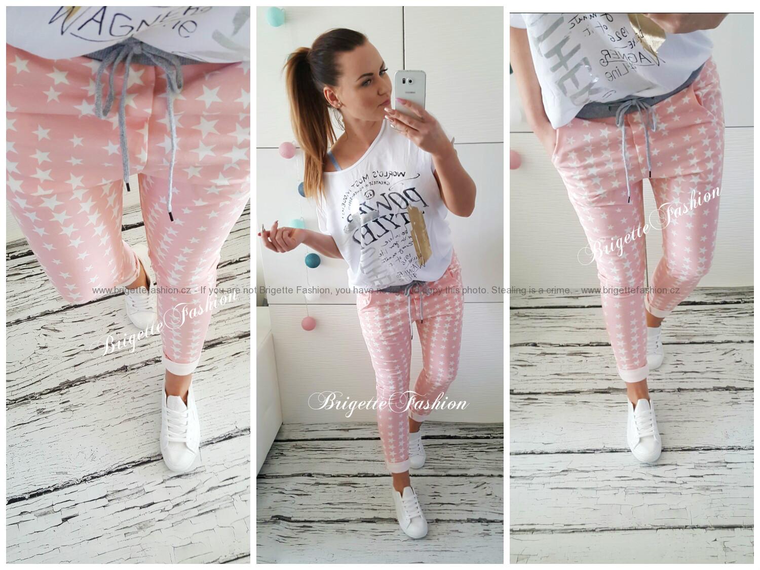 Tepláky mini Star - růžová
