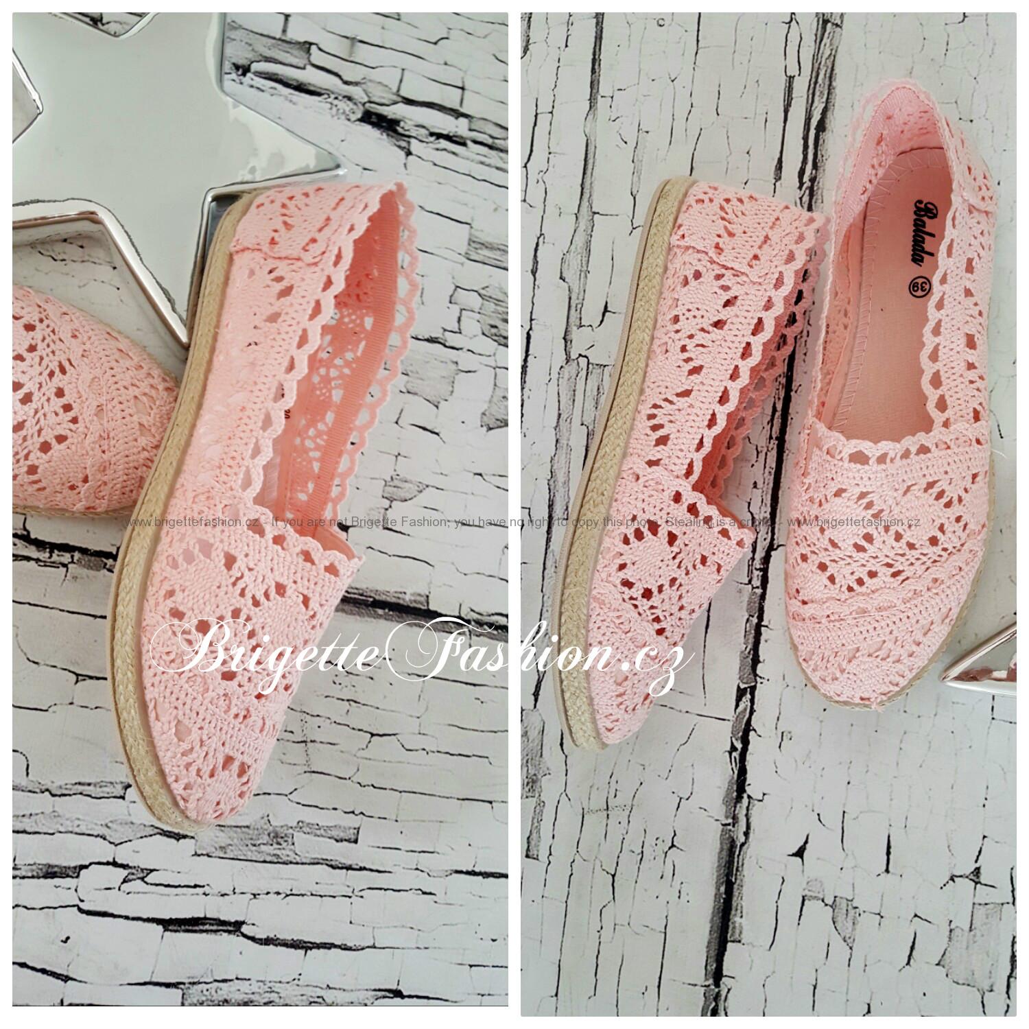 Slip on - děrované, sv. růžová