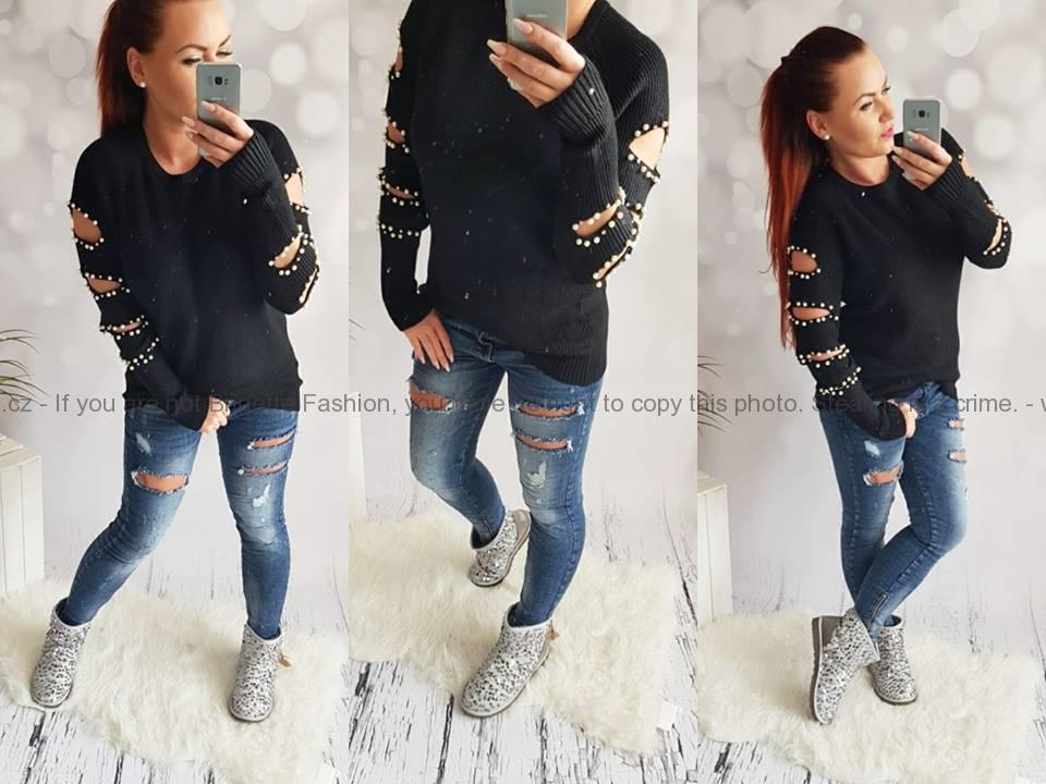 Svetřík s korálky Betty černý