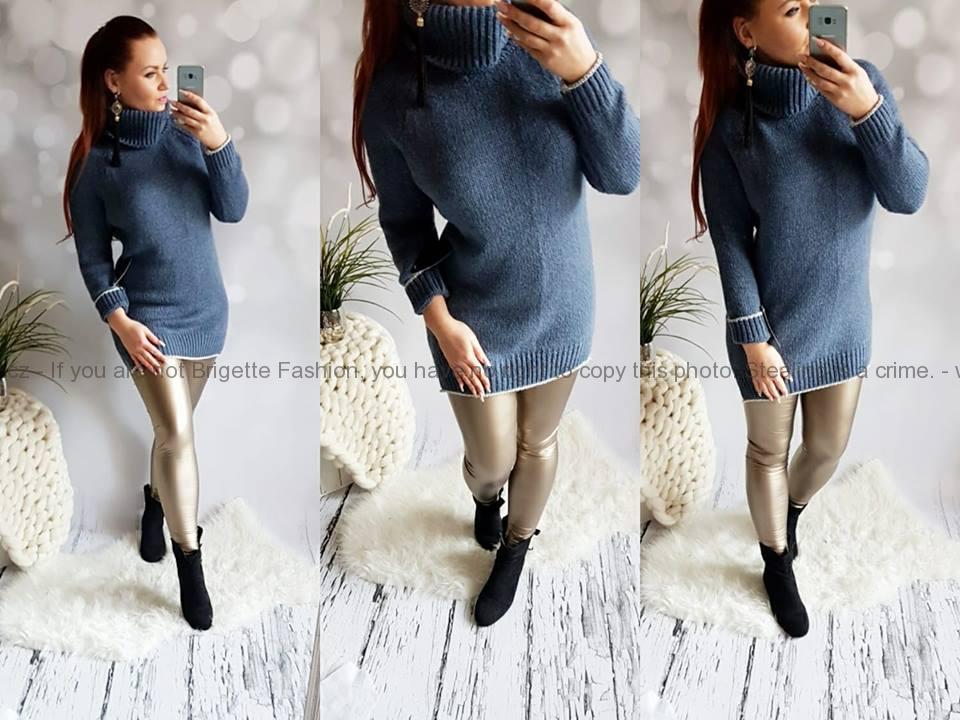 Rolák prodloužený pletený denim