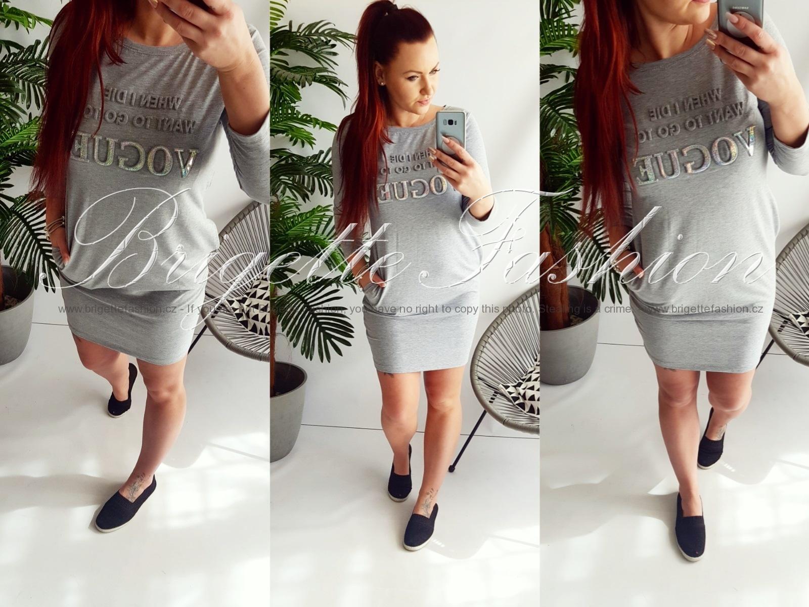 Šaty sportovního střihu VOGUE šedé