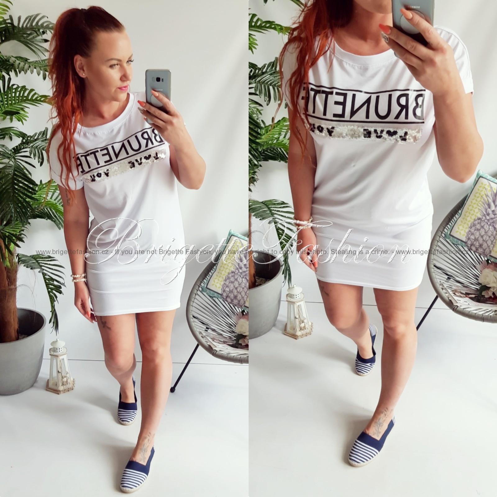 Šaty Brunette s flitry - bílé