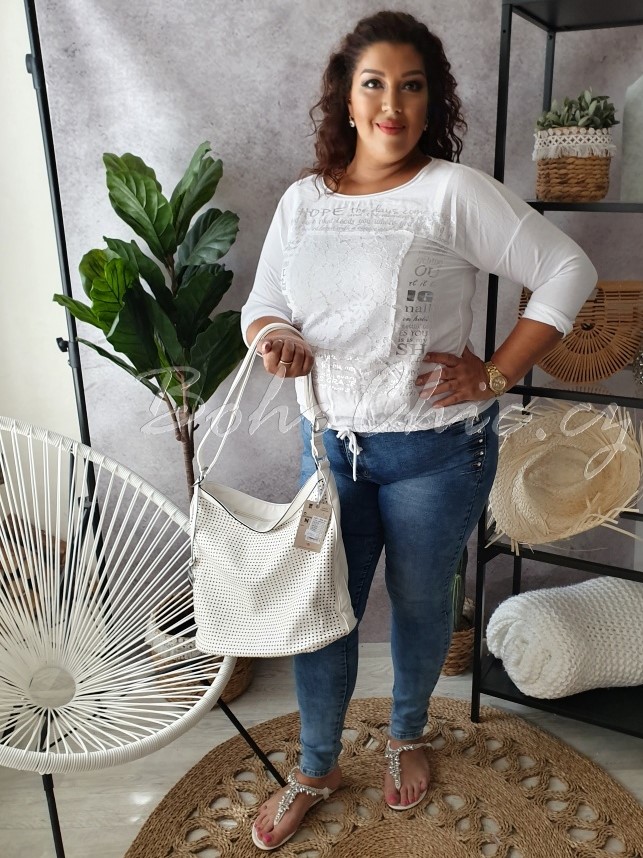 Bavlněné tričko Lace Silver bílé