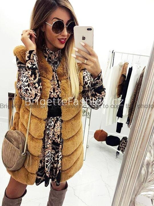 Měkoučká vesta camel - žlutá