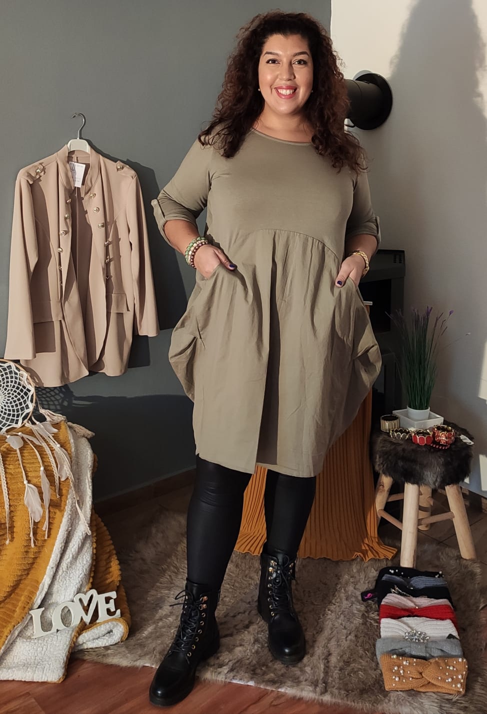 Tunikové šaty Timotha - khaki