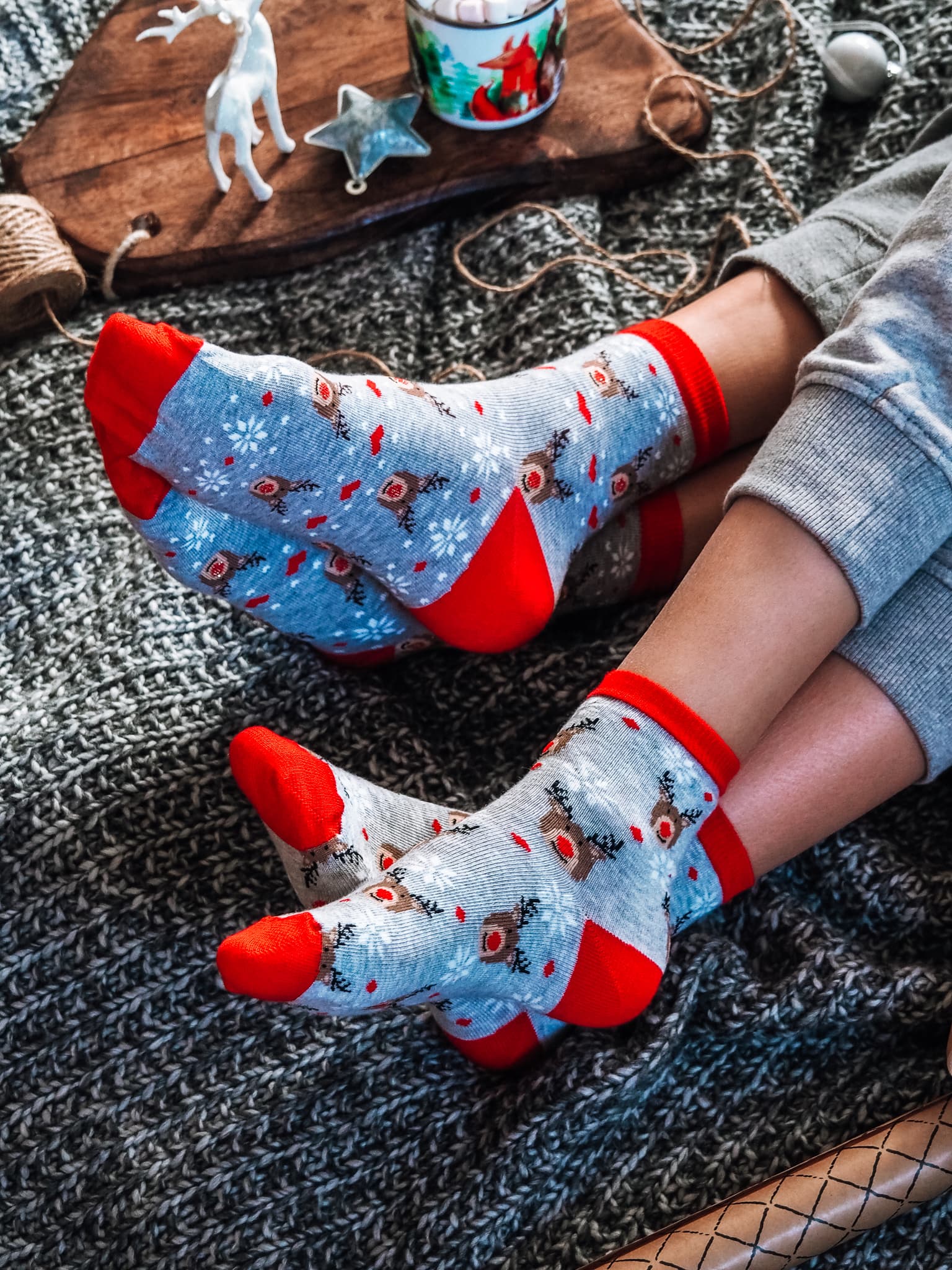 Vánoční ponožky Mini Reindeer Gray