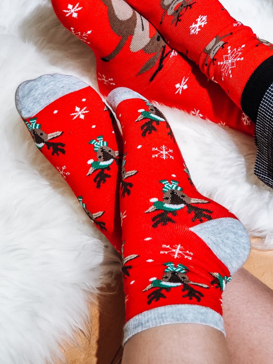 Vánoční ponožky Reindeer červené