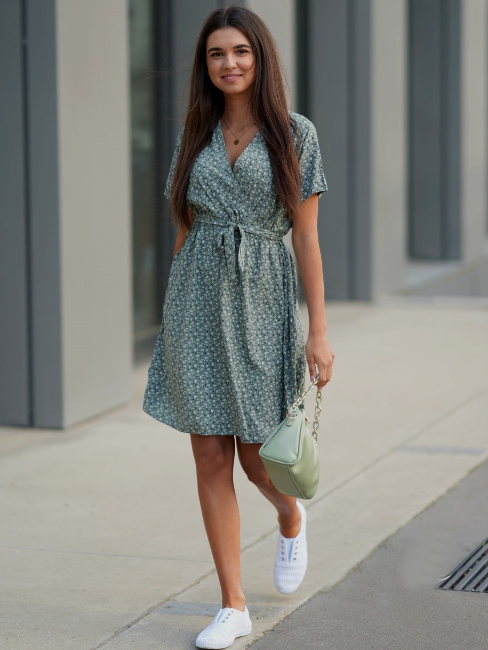 Bavlněné šaty Flowers Small khaki