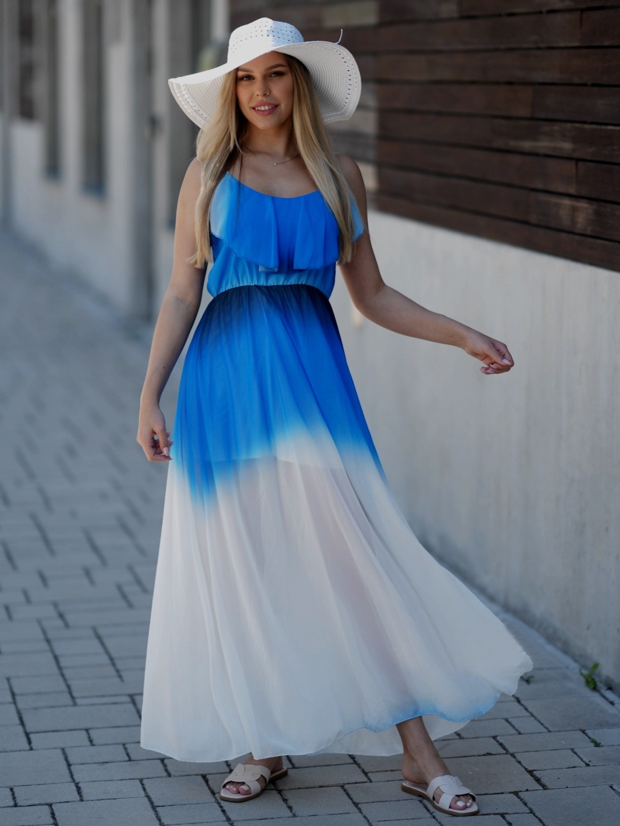 Ombre maxi šaty modré