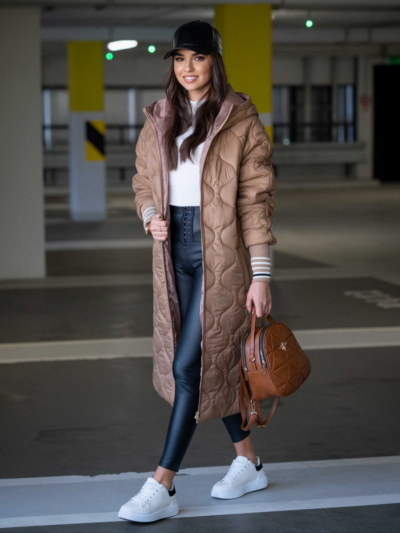 Prošívaná bunda Genime Stripes camel