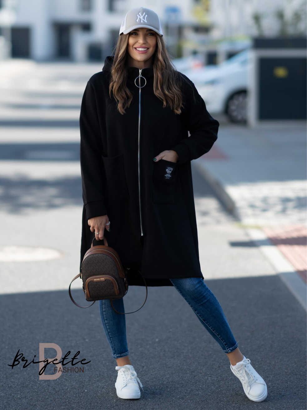 Oversize mikina na zip černá