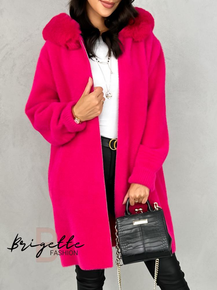 Kabát z alpaky na zip Bresso fuchsia