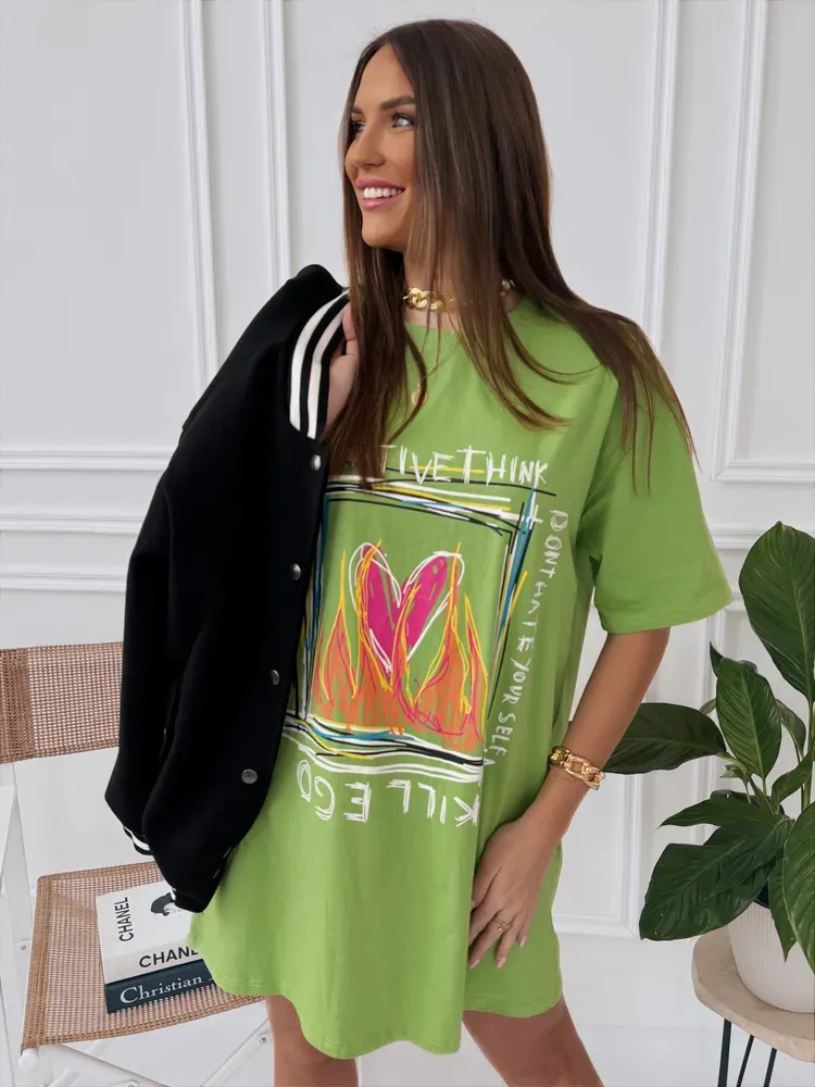 Oversize šaty Heart limetka