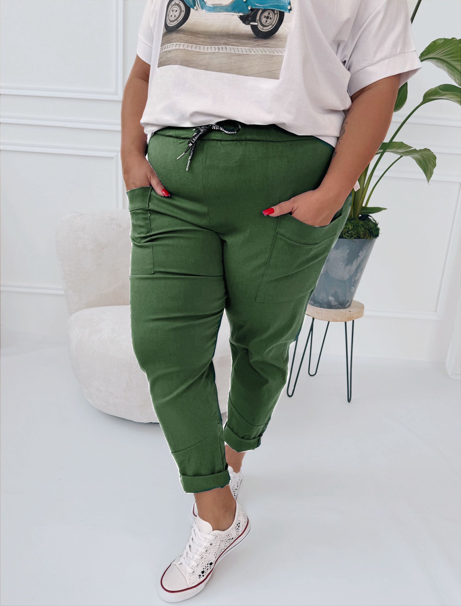 Elastické kalhoty Siera khaki