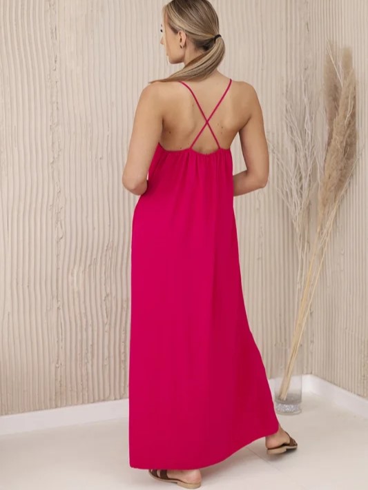 Dlouhé šaty na ramínka fuchsia