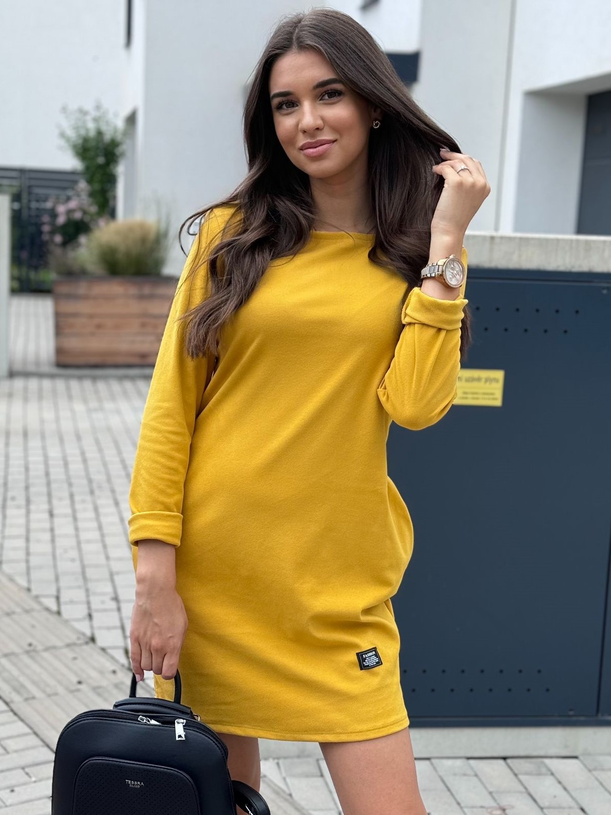 Hřejivé šaty Fashion hořčicové