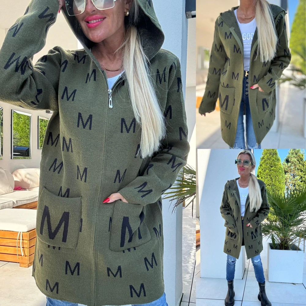 Cardigan na Zip M khaki