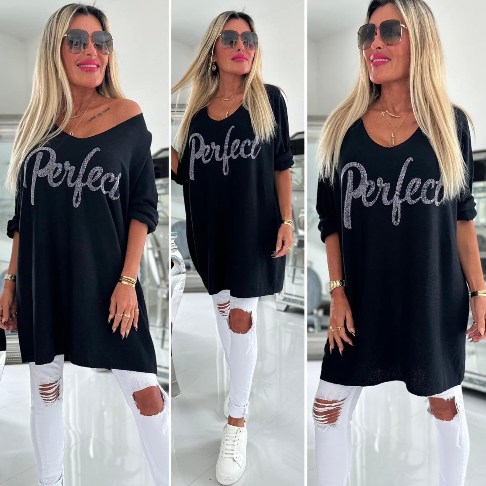Tunika Perfect do véčka výstřih černá
