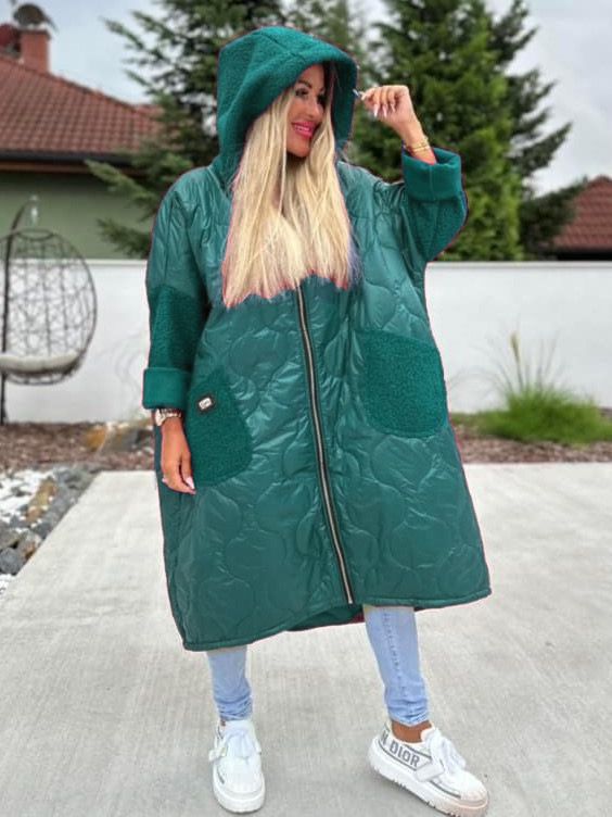 Přechodová bunda oversize tyrkys tmavá