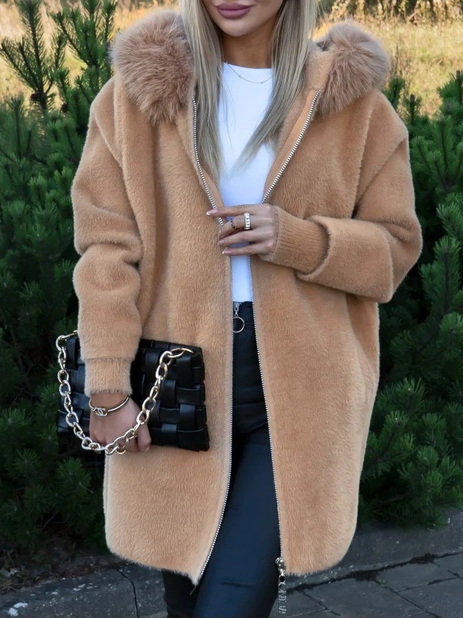 Kabát z alpaky na zip Bresso camel