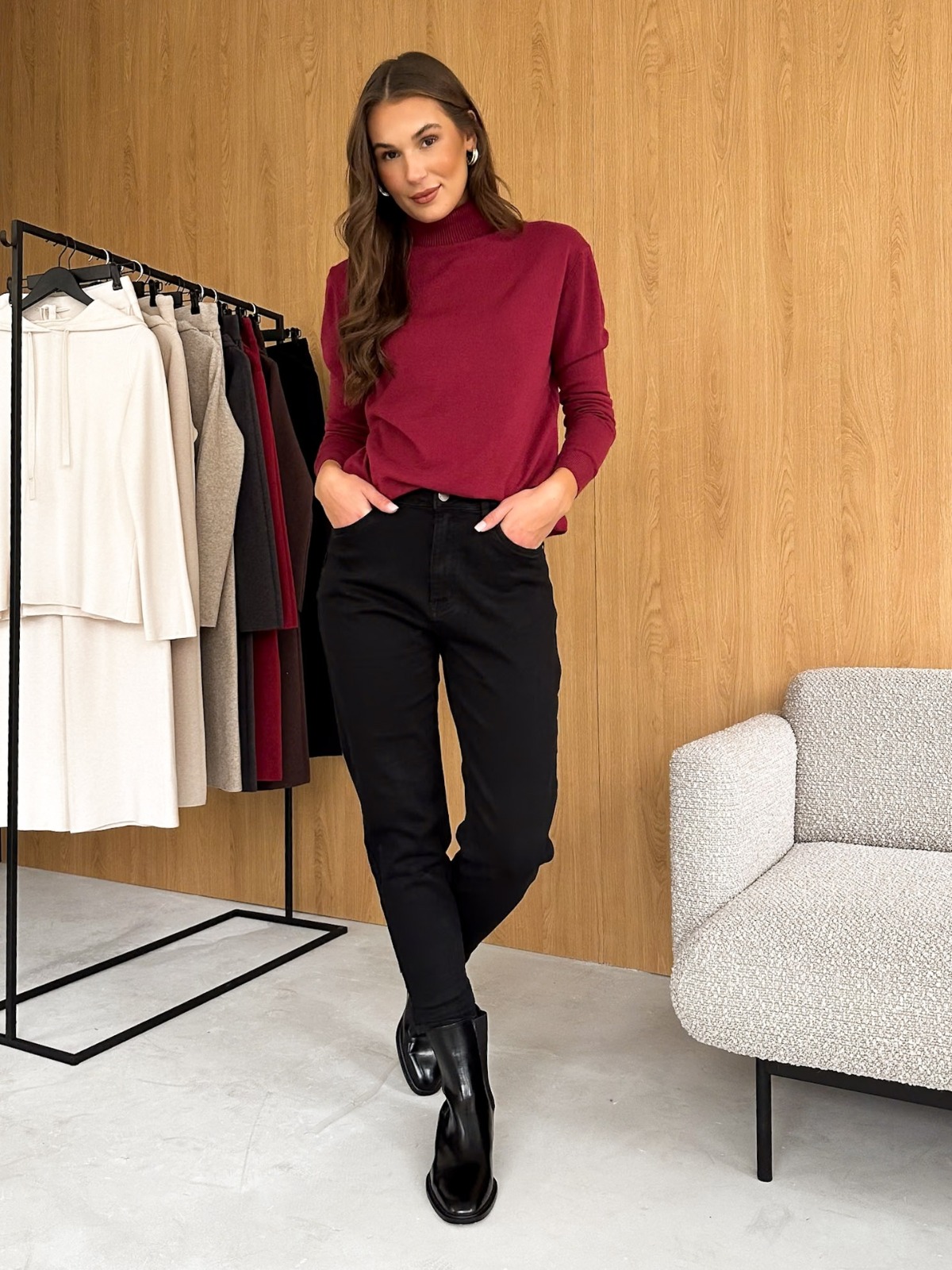 Oversize Basic rolák vínový