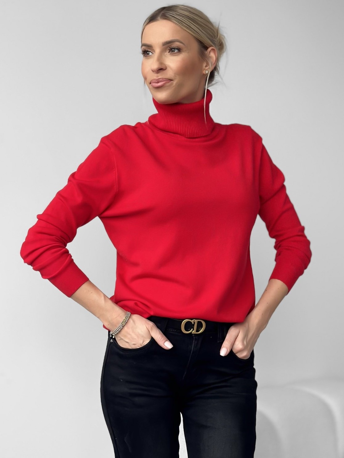 Oversize Basic rolák červený