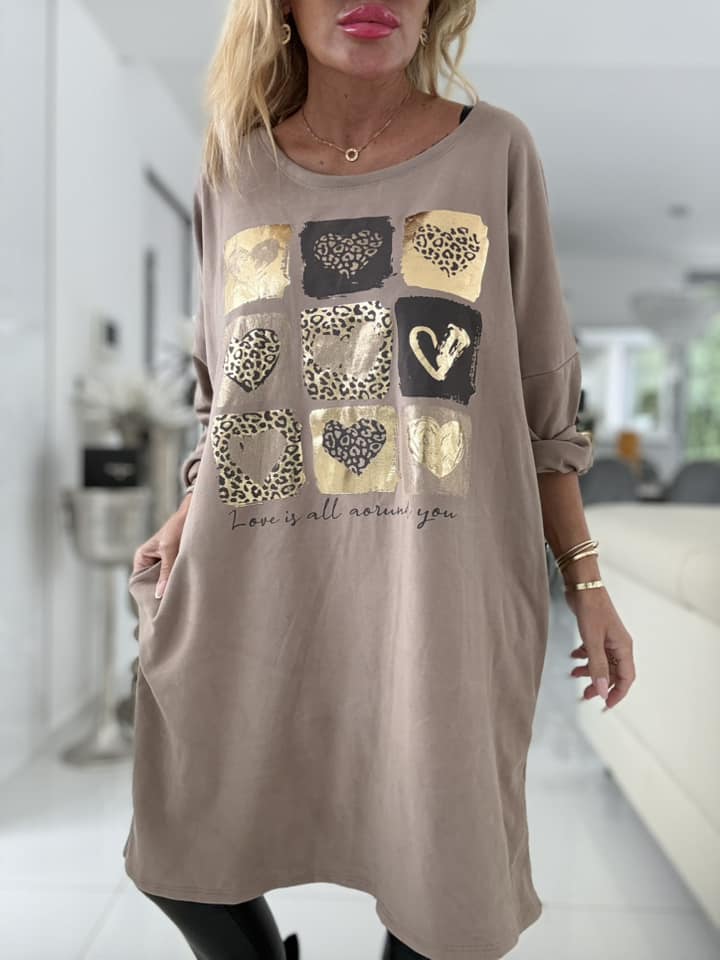 Tunika Beige s potiskem