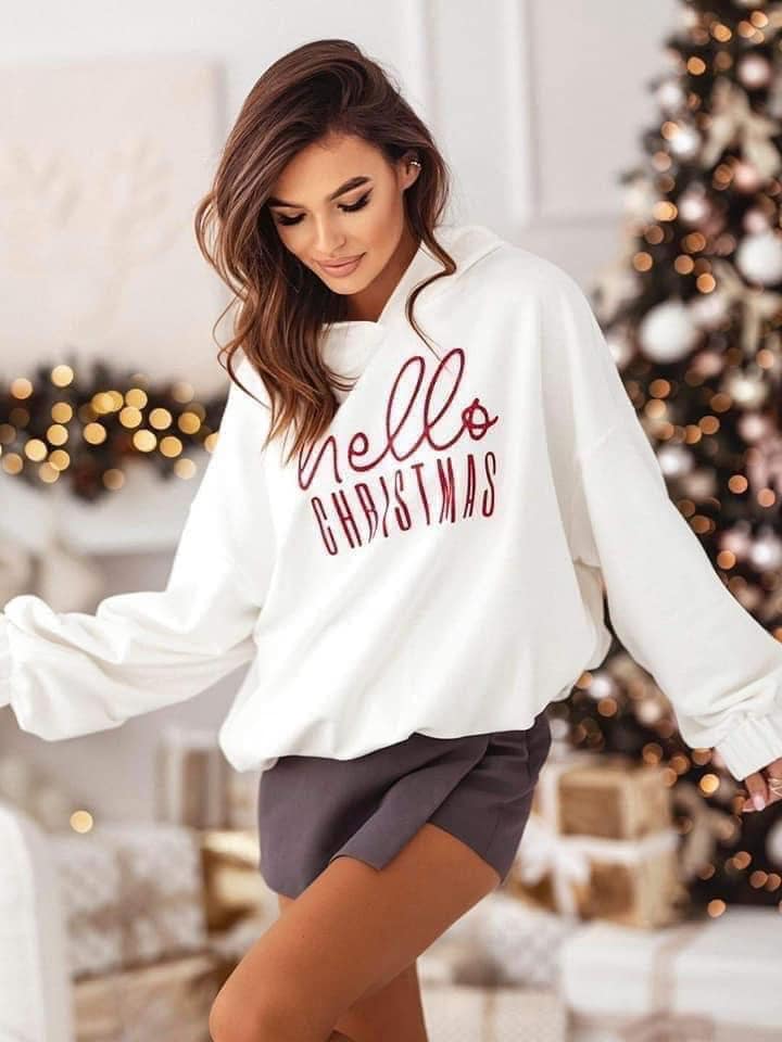 Mikina Hello Christmas bílá