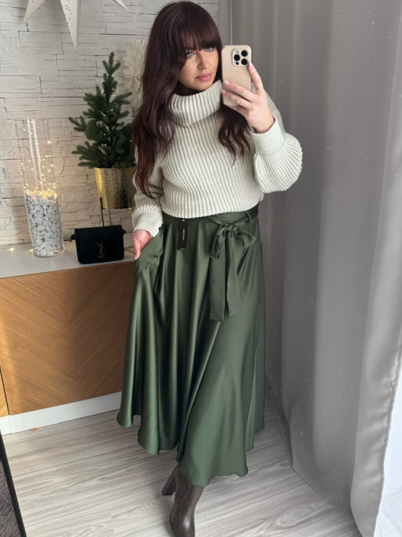 Maxi sukně Satteny khaki